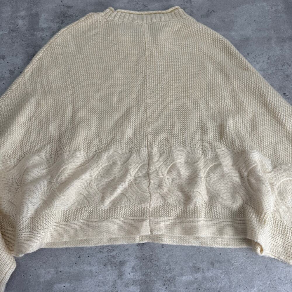 Parker Cable Knit Cropped Cream Sweater Womens size Large - Picture 6 of 6